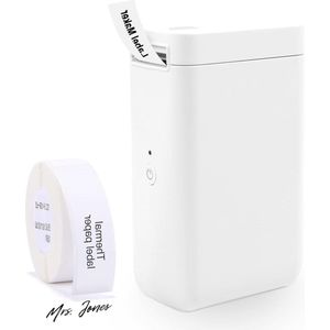 Mrs. Jones Label Maker Machine met Tape 12-25mm draagbare thermische Bluetooth D101 Printer met meerdere lettertypen emoji's symbolen eenvoudig af te drukken naam streepjescode-labels met draagtas gratis tape .