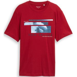 TOM TAILOR - Shirt - Saffier - Lichtblauw - Kersrood - Wit