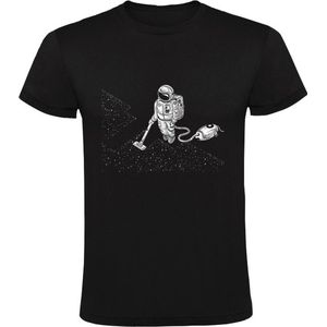 Astronaut met stofzuiger Heren T-shirt - ruimte - maan - planeet - space - sterren - wereld - ruimtevaart - grappig