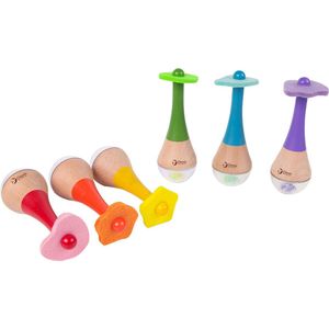 CLASSIC WORLD Rammelaar 2in1 Houten Regenboog Instrument Maracas 1 stuk