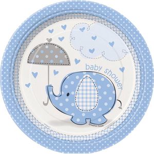 UNIQUE - 8 kleine kartonnen Blauwe Olifant borden - Decoratie > Borden