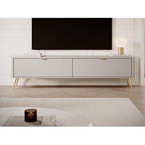 PASCAL MORABITO Tv-meubel met 2 deurtjes van mdf - Beige en goudkleurig - ELONARIA van Pascal Morabito L 200 cm x H 51.2 cm x D 38 cm