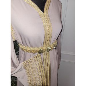 Caftan Rania Taupe met goud-inclusief riem-marokkaanse jurk