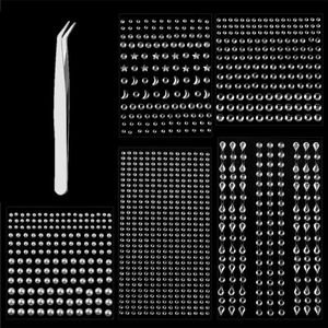 1066 Pieces Rhinestone Stickers 5 Sheets Self-Adhesive Rhinestone with Tweezers for Face Hair Beads Makeup Nail Art Crafts