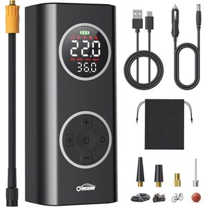 Draadloze Accu Luchtpomp 6000 mAh - Elektrische Compressor met LCD Scherm en Powerbank Functie
