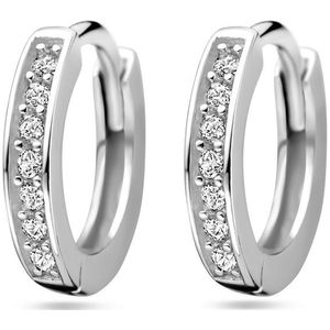Glams klapoorringen zirkonia - 9 mm - Zilver