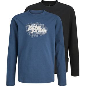 Jack & Jones Junior Shirt 'JCOGRID'  donkerblauw / zwart