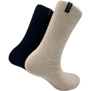 The Sockmaker sokken dames 36-41 - 2-pack Wool Boot - duurzaam - Navy and Ecru