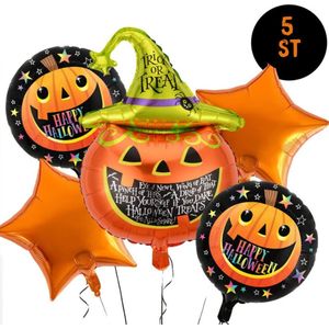 Halloween Pakket - XXL Ballonnen - Set (5 stuks) - Feest Versiering - Decoratie - Oranje / Zwart