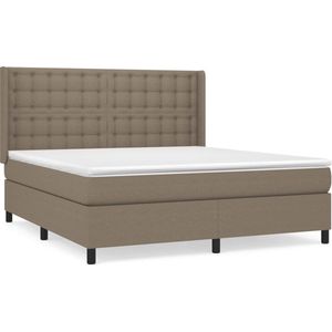 vidaXL - Boxspring - met - matras - stof - taupe - 180x200 - cm