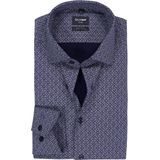 OLYMP - 24/7 Luxor - Overhemd - Marine Blauw - Modern Fit - Mouwlengte 7 - Strijkvriendelijk