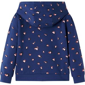 Kindervest met capuchon - Marineblauw - Maat 92 Kinderhoodie - Meisjes Hoodie - Jongens Hoodie - Blauwe Hoodie - Gestreepte Hoodie