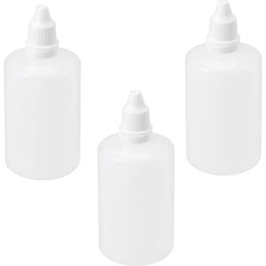 Allecto plus - 3 stuks plastic druppelflesjes, 100 ml - lege knijpbare druppelflessen - oogvloeibare druppelflesjes - etherische olieflescontainers - thuis, werk, reizen