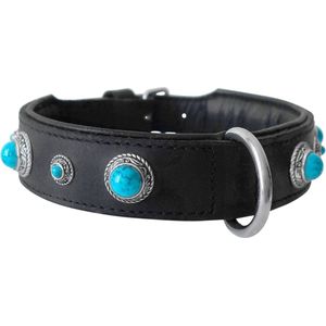 Hondenhalsband Leather Antique Turquoise - 40 cm lang
