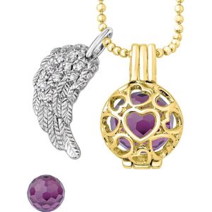 Quiges Engelenroeper 12mm Bolhouder met Ketting 70cm en Bolletje - Dames - Goudkleurig Hartjes - EBS12262