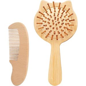 Jhubers Goods - Bamboe Haarborstel voor Kinderen en Reizen - Zacht en Duurzaam - Roze