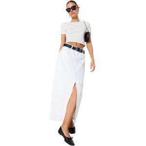 Trendyol - Maxi-Denimrok - Wit - Met Split