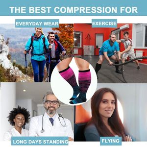 Compressiekousen-Compressie sokken-Dames en heren steunkousen-Hardlopen-XXL-Overknee sokken-Brede kuitsokken-4 paar
