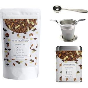 Rooibos Chai 100 gram + Theeblik + Theezeef + Thee Maatlepel