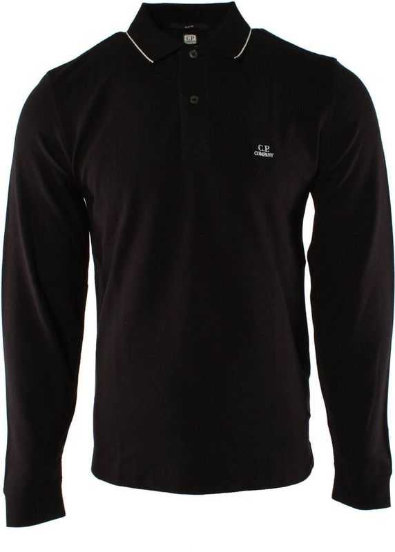 C.p. Company - Polo Shirt - Zwart - 95% Katoen, 5% Elastan