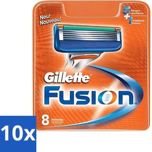 10 x Gillette - Fusion - Precisie en comfort - 8 Navulscheermesjes - Scheermesjes 8 Stuks - Scheerapparaat - Scheergel - Scheerschuim