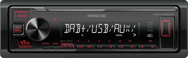 Kenwood KMM-DAB307 - USB-autoradio - DAB+/FM - Rood - 4x50 Watt