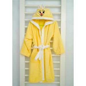 Gekleurde Konijnen Badjas voor Jongens en Meisjes - Kinderbadjas - Gekleurde Badjas - Katoenen Badjas - Geel en Wit - 5/6 Jaar