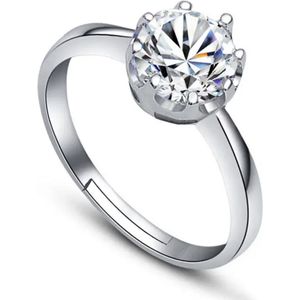 Ring dames | valentijn | zilveren dames ring | ring met steen zirkonia | verlovingsring | 925 zilver plated | one size ring | verstelbare ring | cadeau voor vrouw | cadeau voor beste vriendin