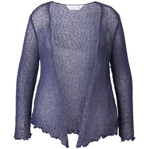 MIAMODA - Dames - Jasje elastische slim fit openingen golvende randen - Donkerblauw - Maat 42+