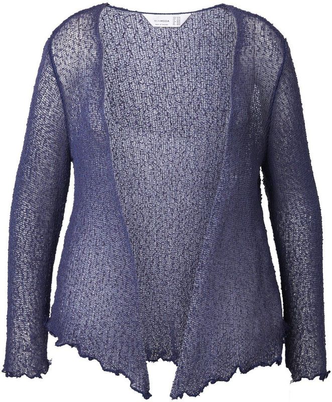 MIAMODA MIAMODA - Dames - Jasje elastische slim fit openingen golvende randen - Donkerblauw - Maat 42+