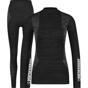 Poederbaas Thermoset Technical - Dames Thermokleding - Thermoshirt + Thermolegging - Zwart - Maat L