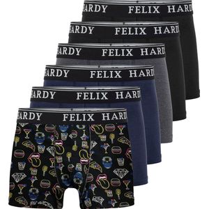 Felix Hardy Boxer - Boxershort Multipack 6 Pack - Onderbroek Mannen - Ondergoed - 95% Katoen Heren Zwart-Navy - S