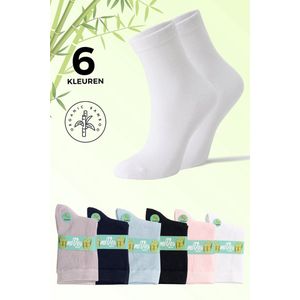 Mives Bamboe Sokken voor kinderen - Kindersokken - 13-14 JAAR - Maat 31-34 - %84 bamboe - 6 kleur - 6 Paar