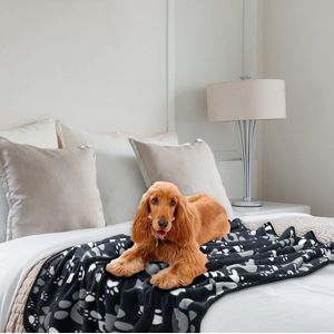 huisdierdeken voor hond of kat, zachte afwerking, zware winterdeken, fleece deken gezellig kattenbed, 130 x 100 cm, 1 stuk, zwart