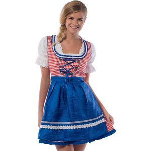 Tannhauser Dirndl Dames Jill Oktoberfest Dames Carnavalskleding Dames Carnaval Kostuum Dames -Polyester- Blauw/rood- Maat XL