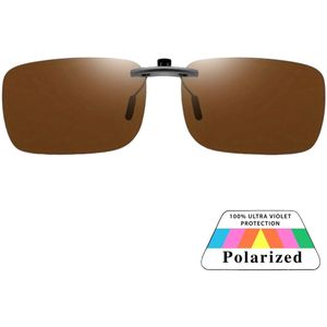Fako Sunglasses® - Clip On Voorzet Zonnebril Metal - Overzet Clip-on - Polariserend - Polarized - Medium - 135x40mm - Bruin