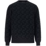 Guess - Jacquard Logo Sweater - Zwart - Heren - Polyester