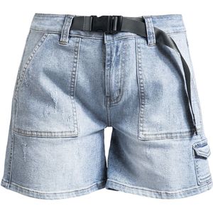 R.E.D. Rock-Engineered Design Lichtblauwe jeans short met riem - Dames - 27