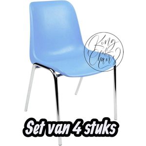 Kantinestoel Helene Lichtblauw -set van 4- verchroomd onderstel kantinestoel stapelstoel kuipstoel vergaderstoel tuinstoel kantine stoel stapel stoel tuin stoel kantinestoelen stapelstoelen kuipstoelen arenastoel schoolstoel bezoekersstoel Everardo