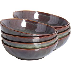 BELIANI THYME - Diepe borden set van 8 - Donkergroen - Steengoed