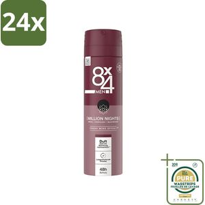 8 x 4 Deospray Men - No.18 Millions Nights - Deodorant - Voor Heren - 150 ml - Voordeelverpakking - 24 stuks - 8 x 4 deodorant - Millions Nights