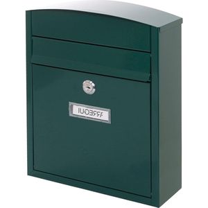 Compact Brievenbus van Verzinkt Staal - Formaat S - Wandbrievenbus voor Buiten - Waterdicht - Met Naamplaatje - 2 Sleutels - Groen