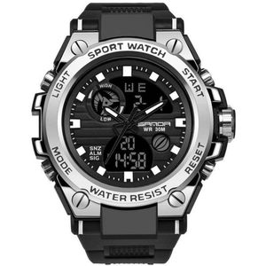 Horloge - Waterdicht - Stoer - Mannen - Rubberen band - Mat Zwart - Zilver - Trendy - Military watch - Smael - Cadeau Tip