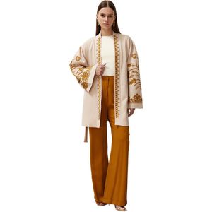 Trendyol Kameel Geweven Geborduurde Cup & Ferace & Kimono Tctss24Kf00018