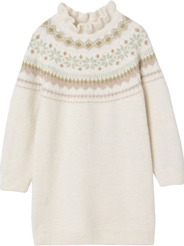 Vertbaudet - Jacquard Jurk - Meisjes - Tricot - Lange Mouwen - Zacht