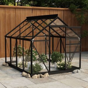 vidaXL Kweekkas 155x200,5x191 cm Aluminium en Glas Antracietkleurig