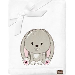 knuffeldeken babydeken deken babycadeau BE20-168 (wit - konijn)