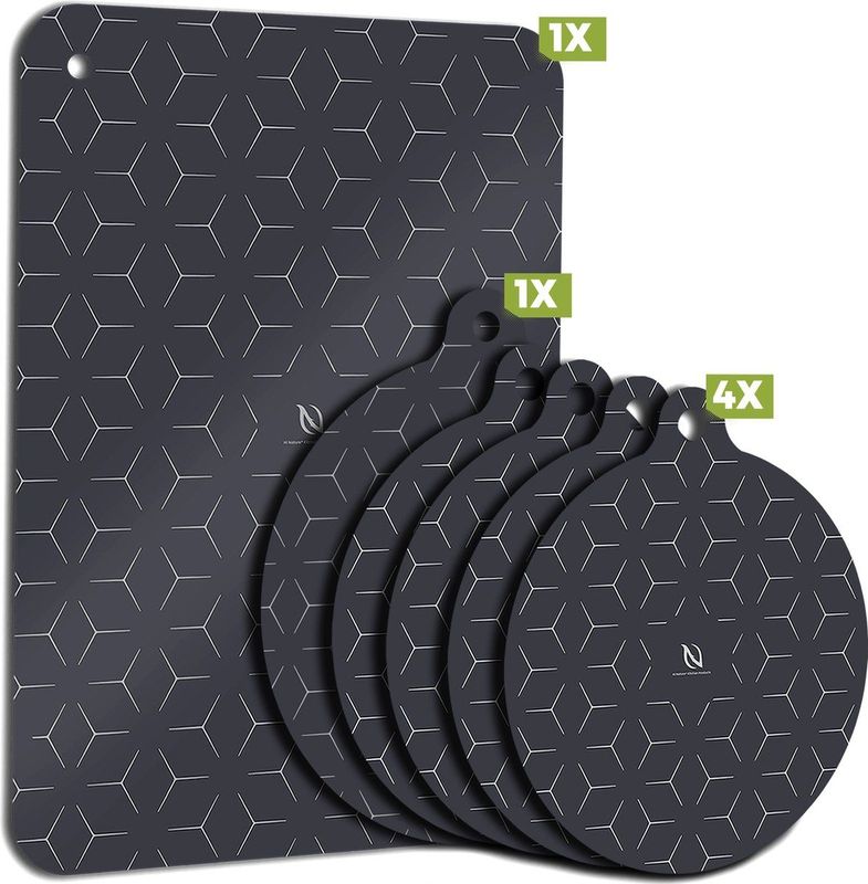 HI NATURE™ Inductie Beschermer Set - Hittebestendig - Zwart - 6 Stuks