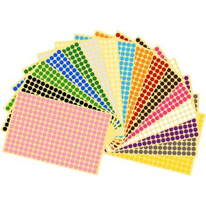 4160 stuks ronde stippenlabels 8 mm - Gekleurde stippenstickers voor kantoor en school - Zelfklevende cirkelstippenetiketten - 16 kleuren 16 vellen