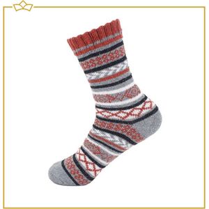 ATTREZZO® Huissokken - Noorse Sokken - Wintersokken - maat 39/42 - Grijs/Oranje